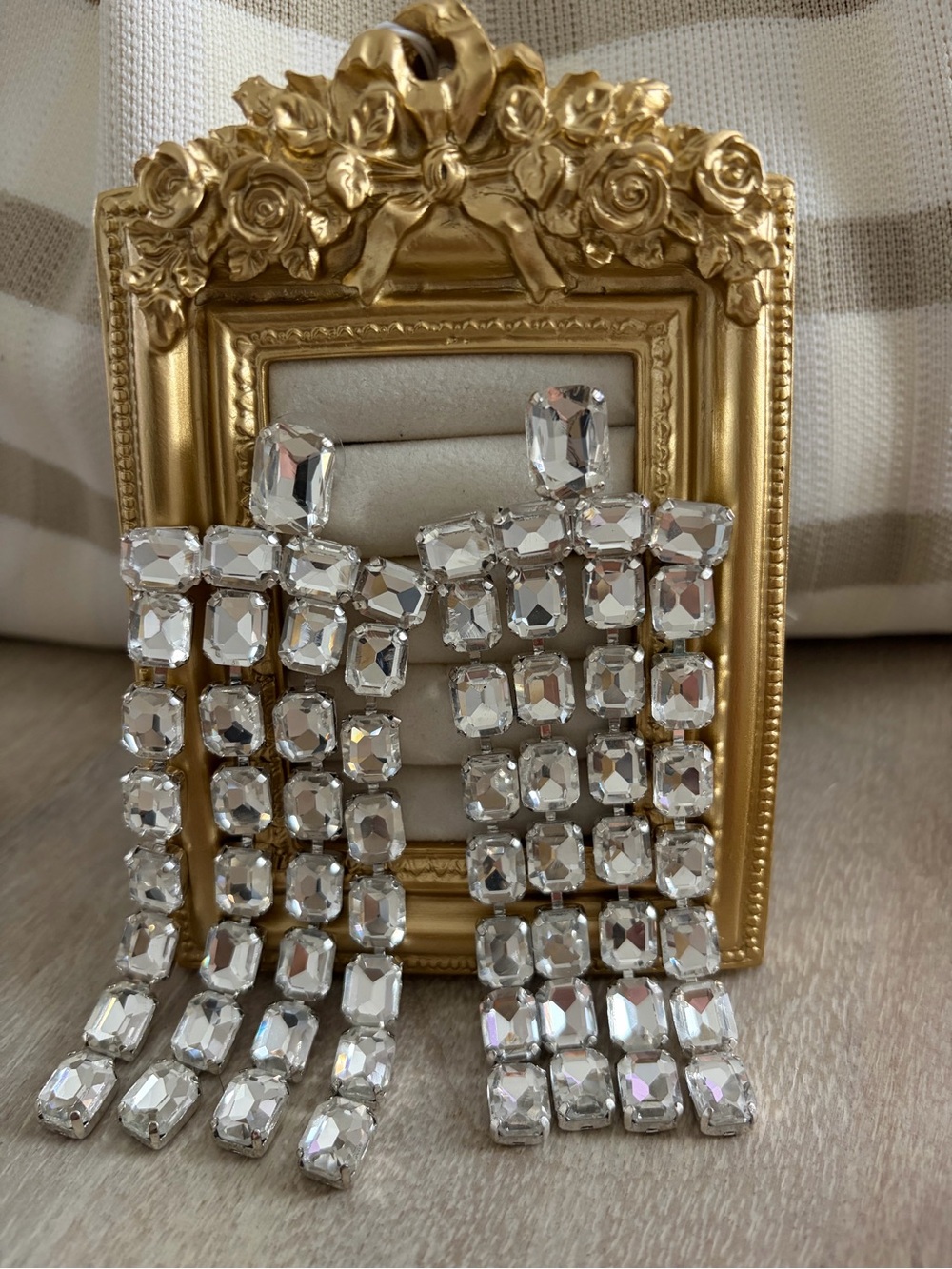 Crystal Drop Statement Earrings - Silver Tone